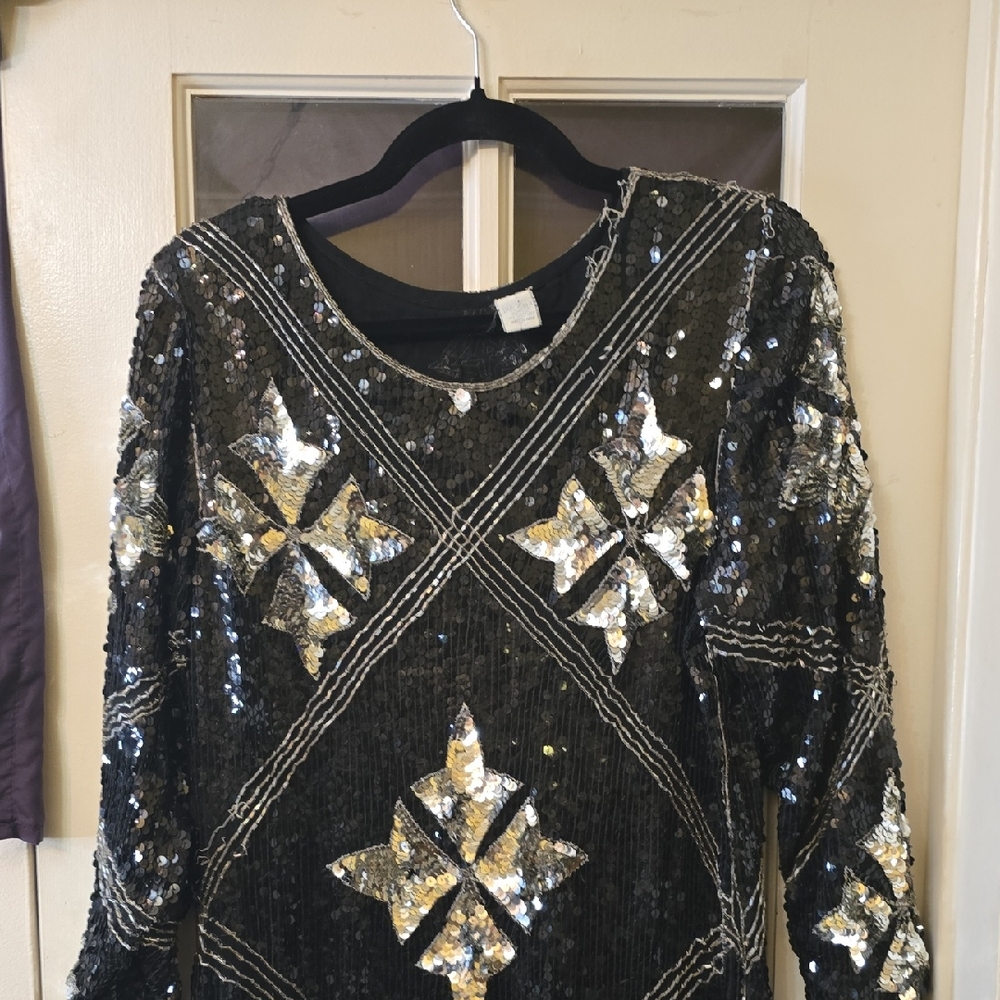"LISA" Black Dress with Silver Accents Great For 80's Costume For Weird Science